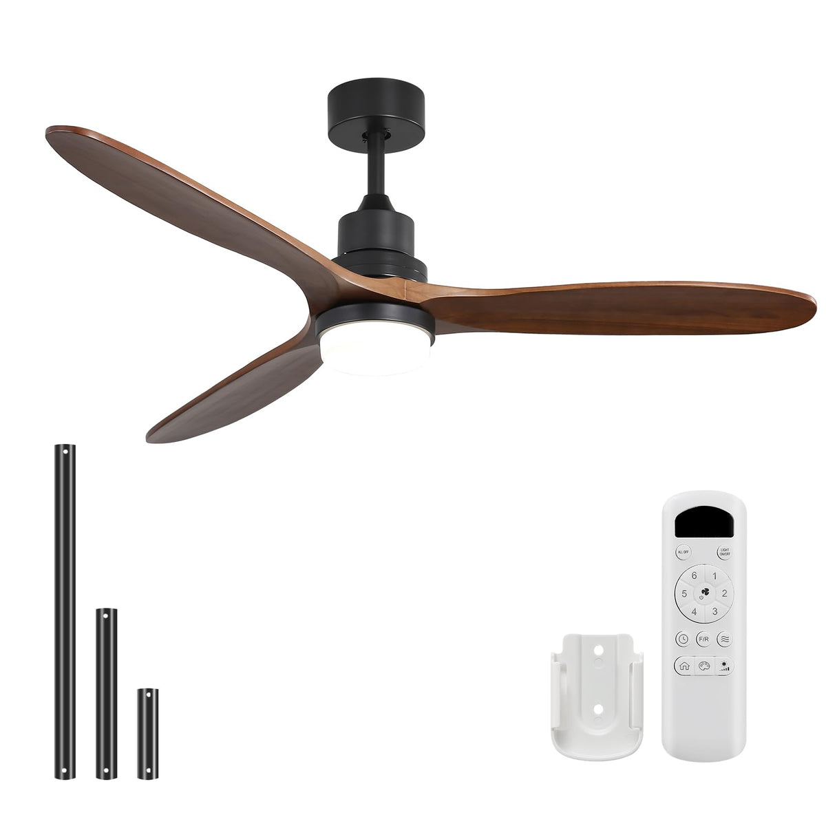 Sofucor 48 Inch Smart Wood Ceiling Fans with Lights, Flush/Downrod Mount