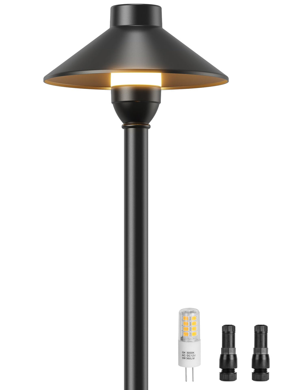 Low Voltage Landscape Lighting 12-Pack, Aluminum 12V Pathway Lights with G4 Bulbs, Waterproof Oil Rubbed Bronze Color Wired Path Lights with Connectors for Walkway Yard Garden