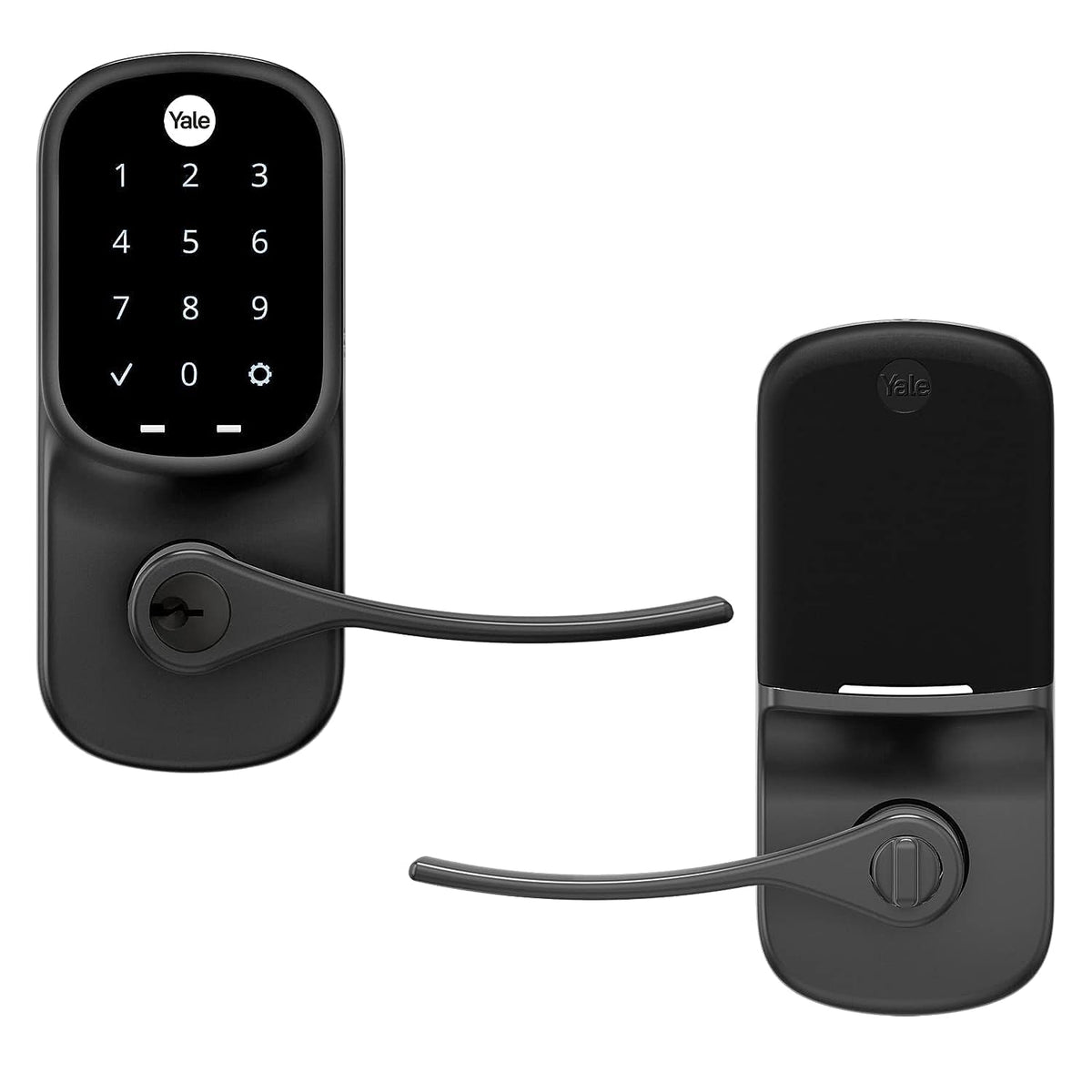 Yale Assure Lever Entry Door Handle with Keypad, Black Suede Smart Door Lock with Handle, Back-Up Key, and Z-Wave, ‎YRL226-ZW2-BSP