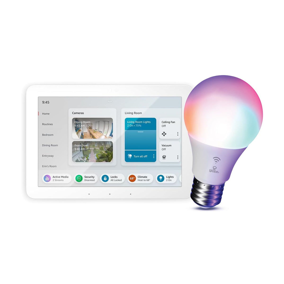 Echo Hub with Globe Electric Smart Bulb