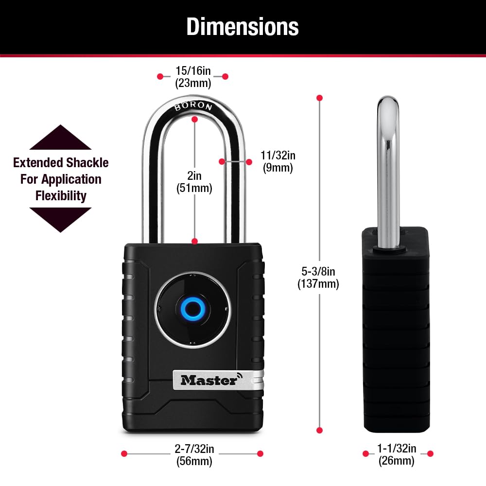 Master Lock Bluetooth Smart Padlock Outdoor Smart Lock Black 4401LHEC