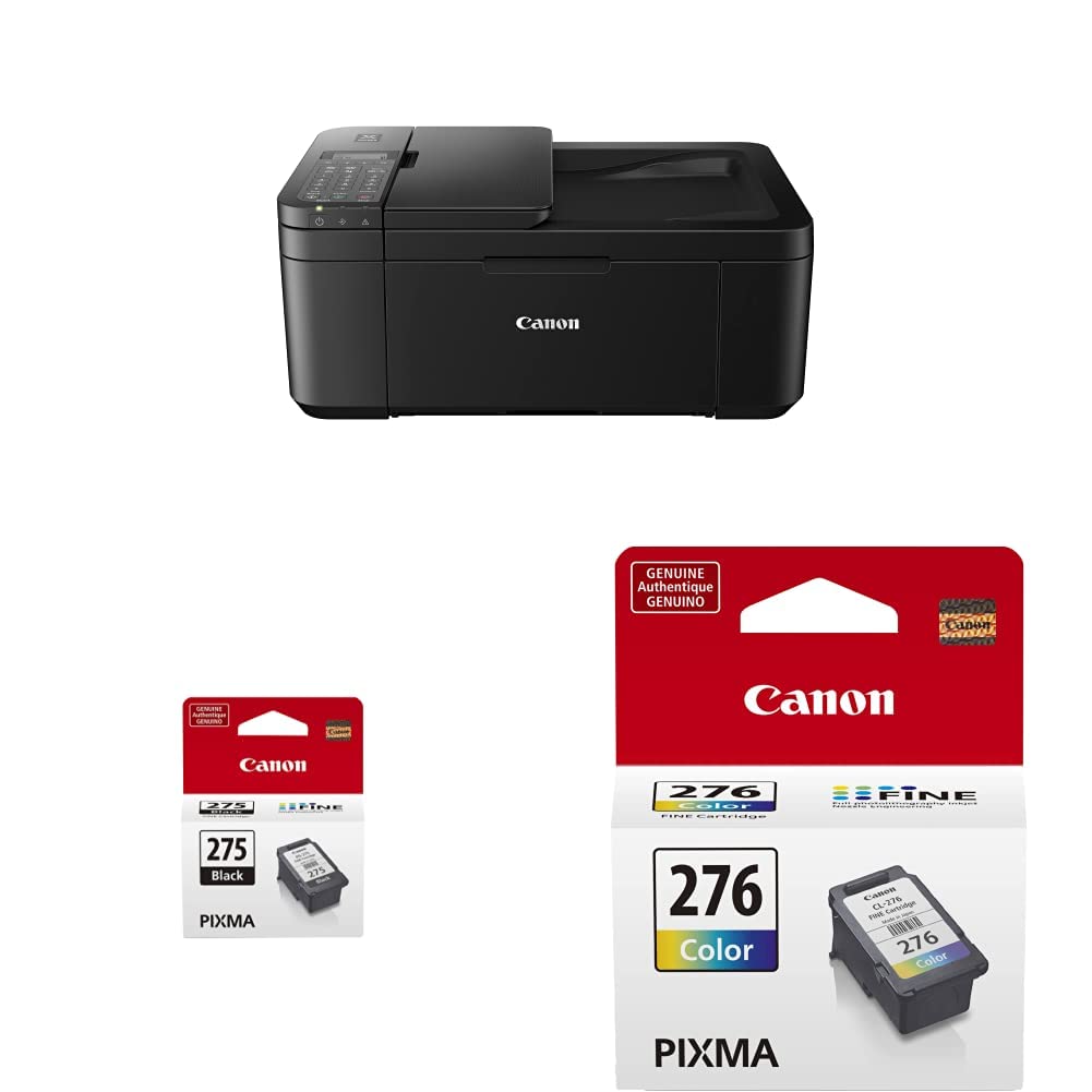 Canon PIXMA TR4720 All-in-One Wireless Printer Home use, with Auto Document Feeder, Mobile Printing and Built-in Fax, Black PG-275 Black Ink Tank, CL-276 Color Ink Cartridge