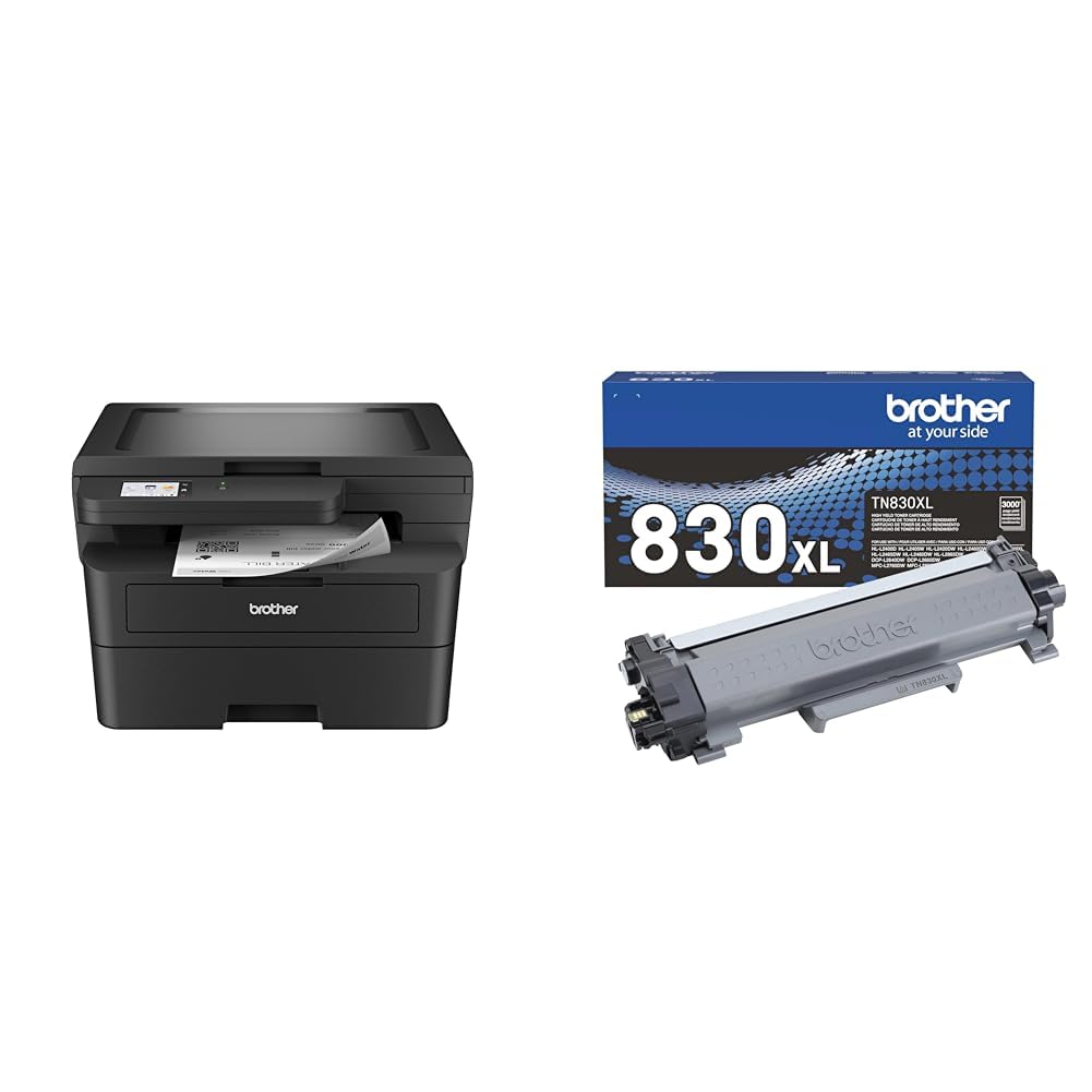 Brother HL-L2480DW Wireless Compact Monochrome Multi-Function Laser Printer with Copy and Scan, Duplex, Mobile, Black & White | Includes Refresh Subscription Trial(1), Works with Alexa