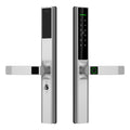 Fingerprint Smart Lock, Keyless Entry Door Lock with Handle, TY APP Fingerprint Password Card Mechanical Key 5 Unlocking Methods Aluminum Alloy Door for 40-120mm Thickness (Silver)