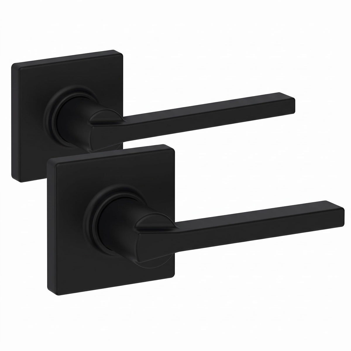 Kwikset Casey Entry Door Handle with Lock and Key, Secure Keyed Reversible Lever Exterior, for Front Entrance and Bedrooms, Matte Black, 4 Pack, Pick Resistant SmartKey Rekey Security and Microban