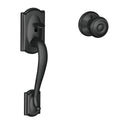 Schlage Camelot Lower Half Entry Handleset, Georgian Knob, Matte Black