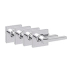 Kwikset Casey Entry Door Handle with Lock and Key, Secure Keyed Reversible Lever Exterior, for Front Entrance and Bedrooms, Matte Black, 4 Pack, Pick Resistant SmartKey Rekey Security and Microban