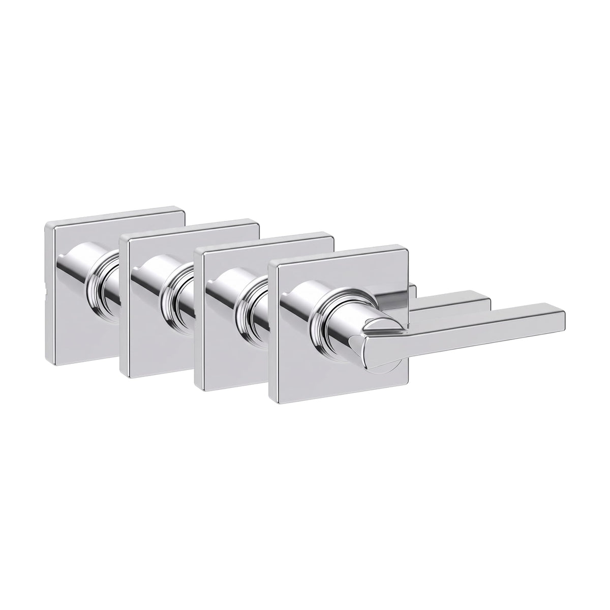 Kwikset Casey Entry Door Handle with Lock and Key, Secure Keyed Reversible Lever Exterior, for Front Entrance and Bedrooms, Matte Black, 4 Pack, Pick Resistant SmartKey Rekey Security and Microban