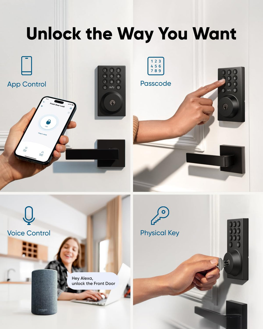 eufy Security Smart Lock C30 with Door Lever, Keyless Entry Door Lock