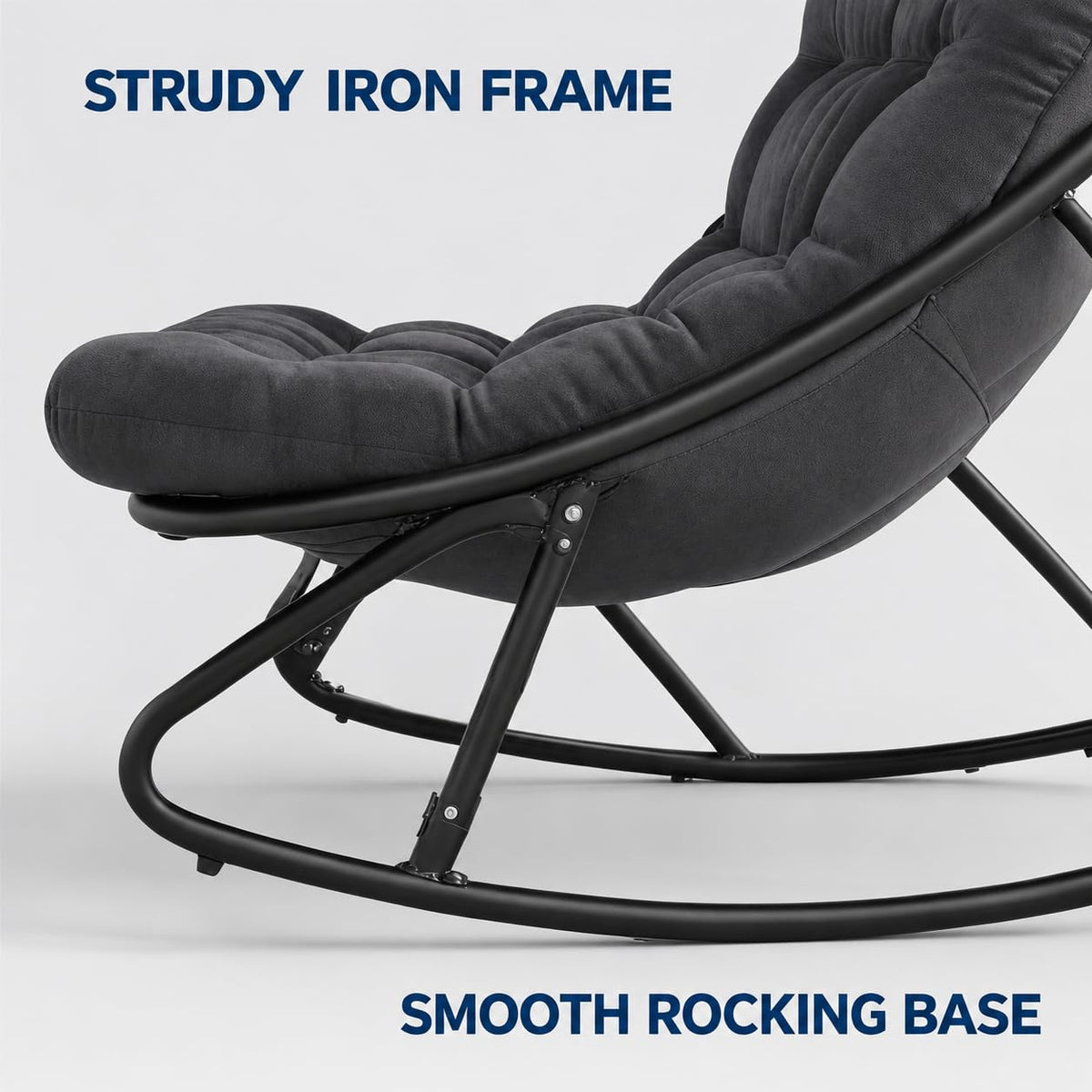 Indoor Outdoor Rocking Chair, Metal Frame Egg Rocker with Cushion