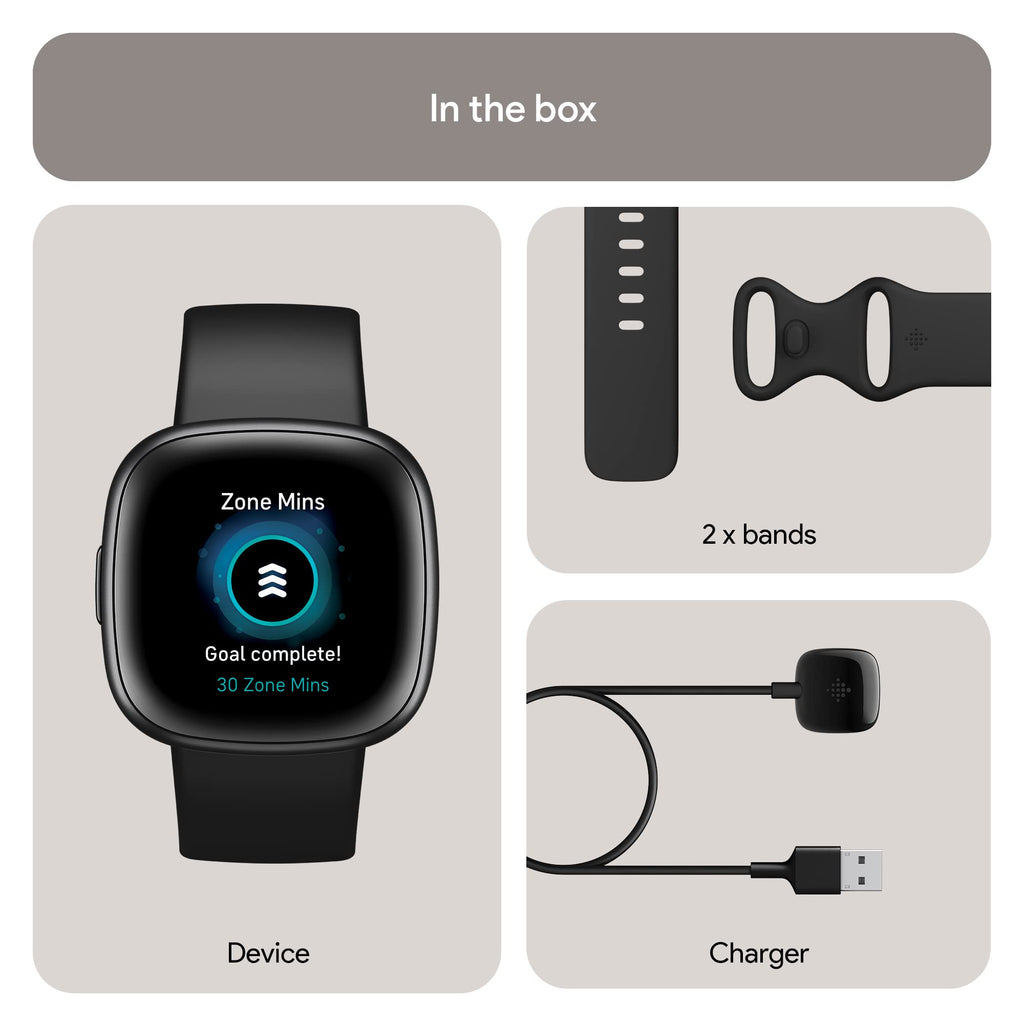 Google Fitbit Versa 4 Fitness Smartwatch, 24/7 Heart Rate - Black/Graphite