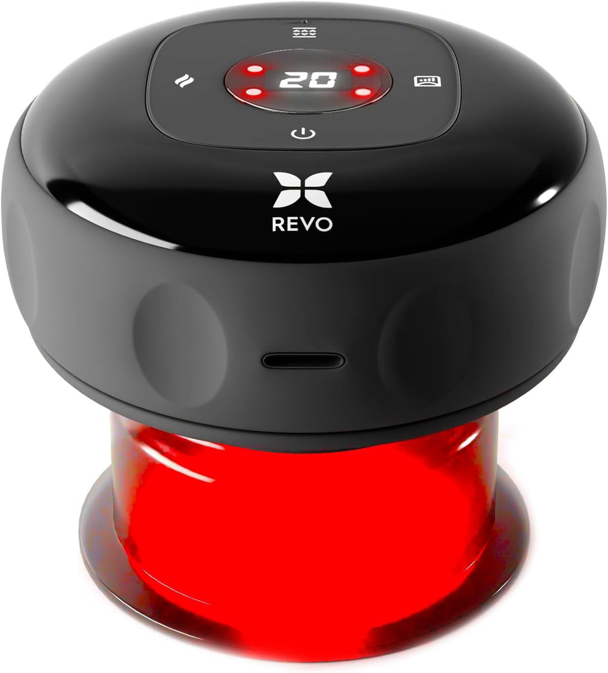 REVO The Original 4-in-1 Smart Cupping Therapy Massager, Red Light Therapy for Targeted Pain Relief, Knots, Aches, Muscle Soreness, Circulation & Tighter Skin, Portable Cupping Kit (Four Pack)