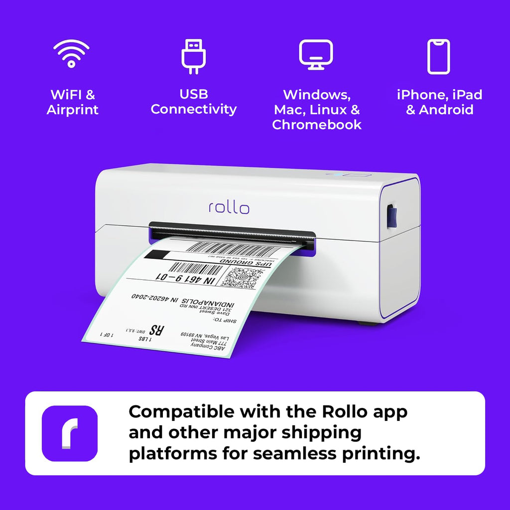 Rollo Wireless Shipping Label Printer - Wi-Fi 4x6 Thermal Label Printer