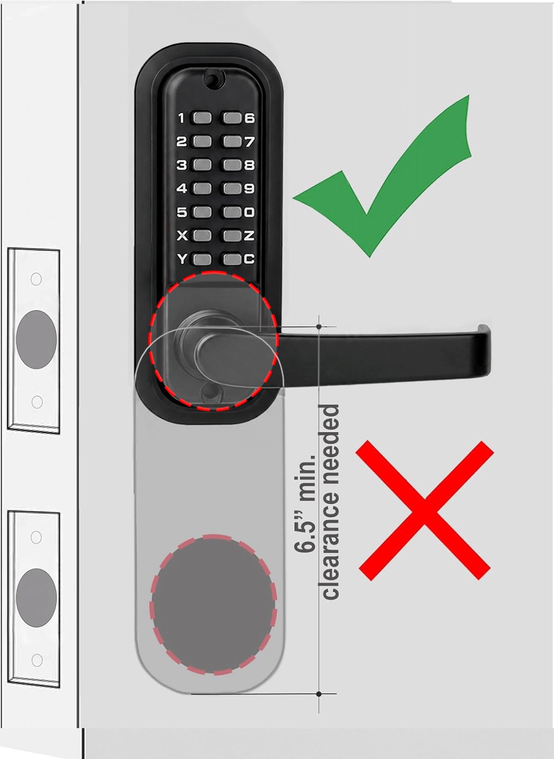 Double-Sided Mechanical Keyless Door Lock Lever Handle Matte Black