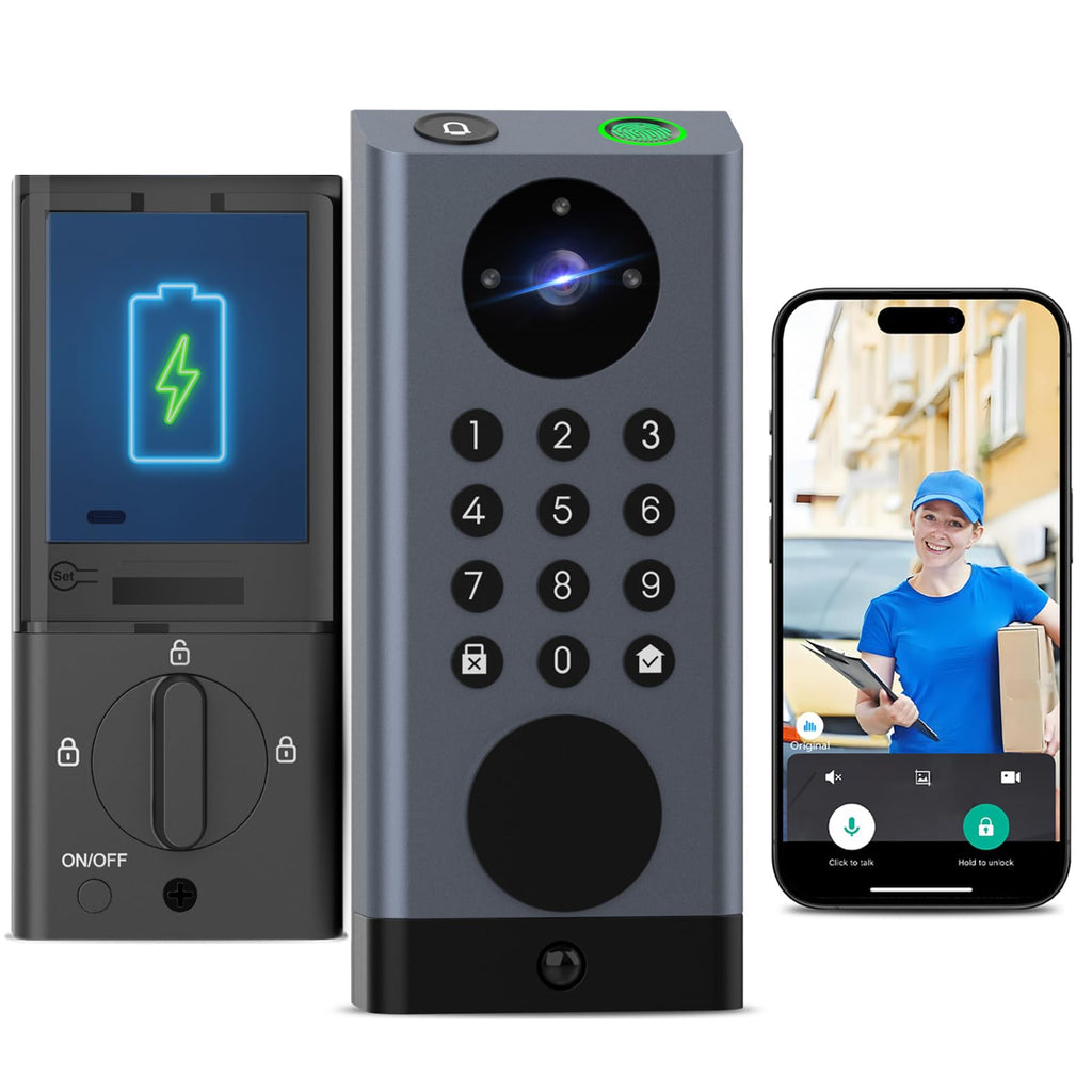 Front Door Lock with Camera, Video Doorbell Smart Deadbolt