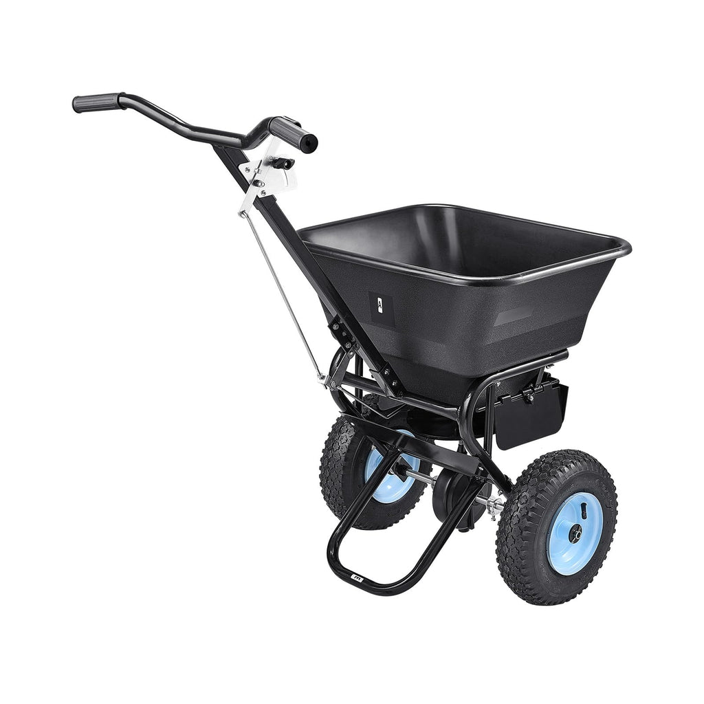 VEVOR Broadcast Spreader 130 lbs Capacity Hopper Walk-Behind Push Spreader | for Lawn & Garden Care, 12 ft Spreading Width, 13" All-Terrain Tires, Adjustable Flow Control for Fertilizer Seed Ice Melt