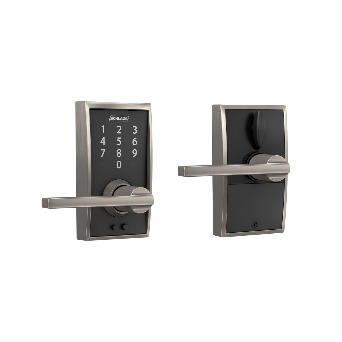 Schlage Touch Electronic Lock, Lever Handle, Century Trim, Matte Black