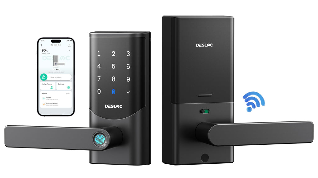 DESLOC K221 Fingerprint Smart Door Lock with Handle 16-Month Battery