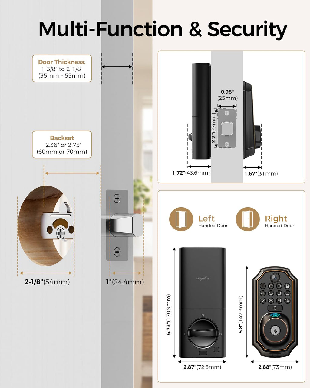 WiFi Video Smart Lock, 5-in-1 Keyless Entry for Front Door