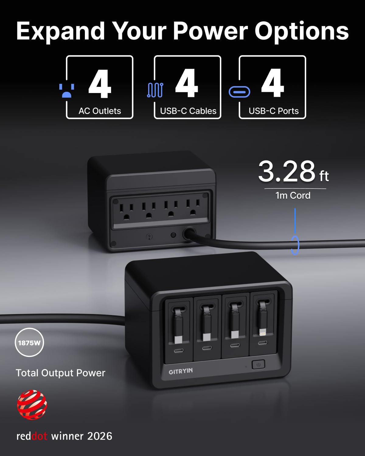 12-in-1 Desktop Charging Station, 160W USB Retractable GaN Charger