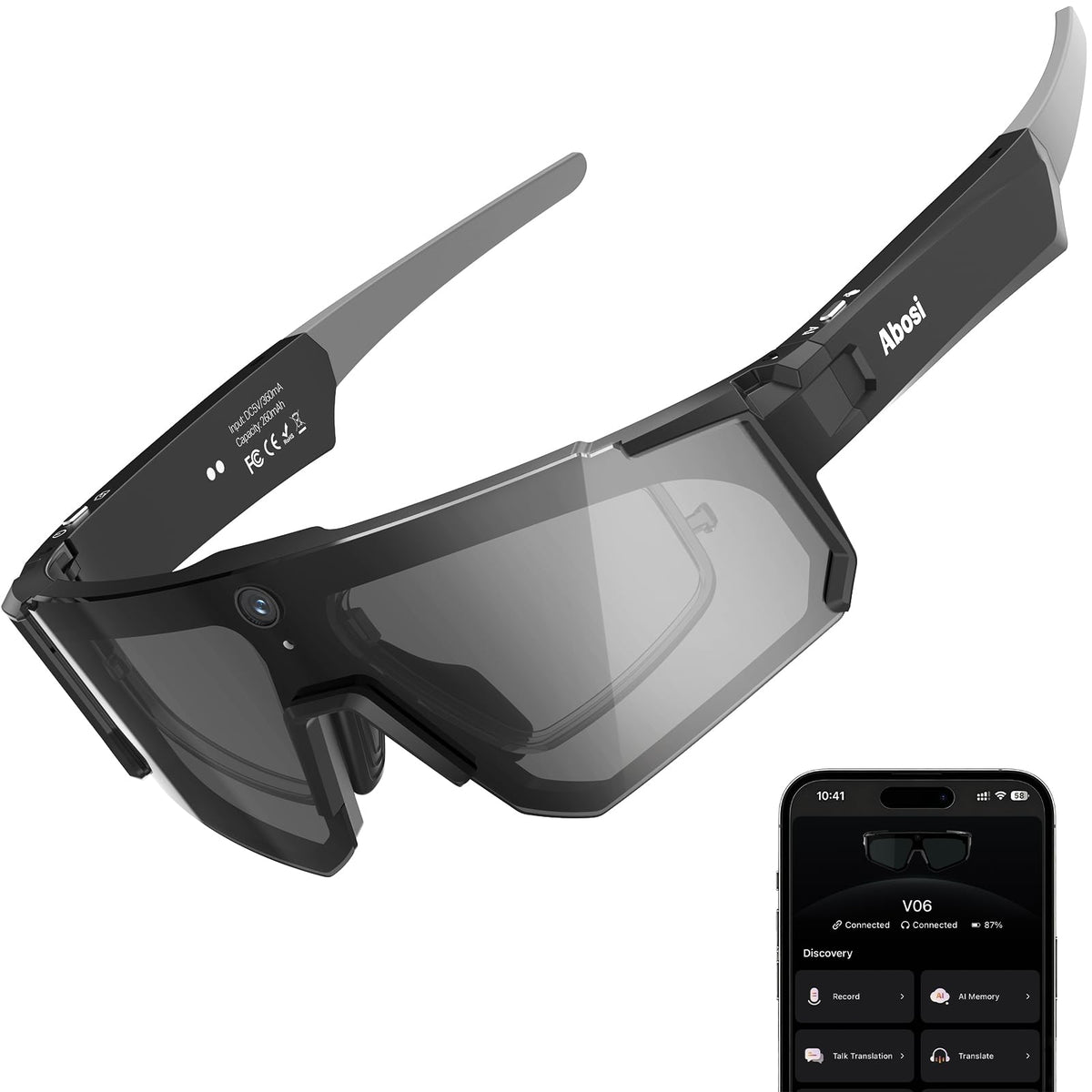 AI Smart Glasses with Camera, ChatGPT & AI Object Recognition, 1200P Video with 6-Axis EIS, Polarized UV400 Sunglasses, Real-Time Translation, IP64 Waterproof for Cycling, Hiking & Vlogging