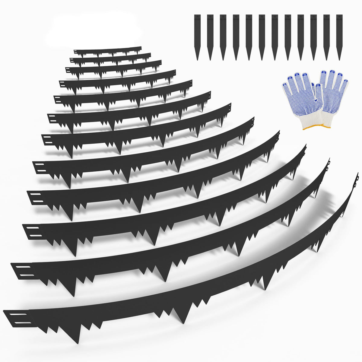 Metal Landscape Edging Border 12 Packs 42'' L x 4.5'' H, Galvanized Steel Garden Edging Border with 12 Stakes, Hammer-in Lawn Edging for Landscaping, Flower Bed, Yard, Pathway, Tree Ring (42ft Total)