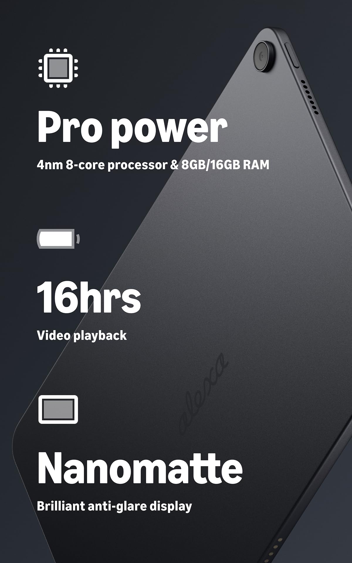 Amazon Alexa Tablet 12 Pro (all-new), 8GB RAM, 128GB, 12″ 2.8K Nanomatte display, All-day battery, With Google Play, Designed for Alexa+, Graphite