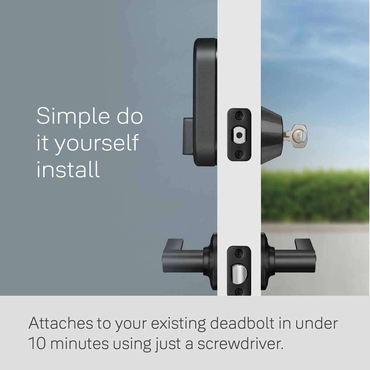 Yale Approach Smart Wi-Fi Deadbolt Retrofit Smart Lock, Unlimited Virtual Keys, App Remote Control, Keyless Entry - Black