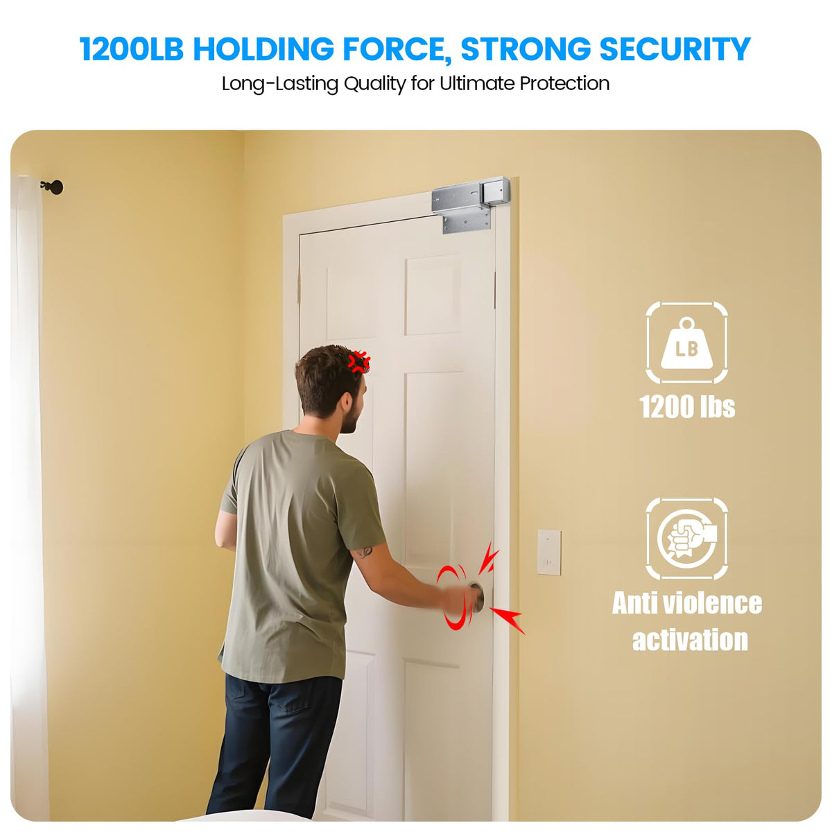 WiFi Smart Magnetic Lock for Door Kit, 1200lbs Holding Force Magnetic Door Lock System with App/Remote Control, 4 Modes, Sound Alerts, Easy Install for Home & Office