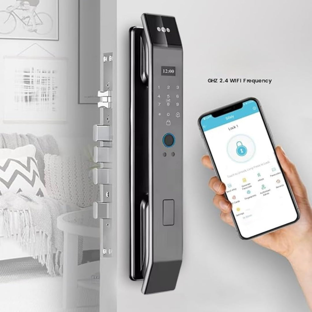 3D Face Recognition Smart Door Lock – Fully Automatic Biometric Fingerprint Lock with Facial Scan, APP Control, Keypad & Key Entry | Aluminum Alloy Digital Front Door Lock for Home, Office & Apartment
