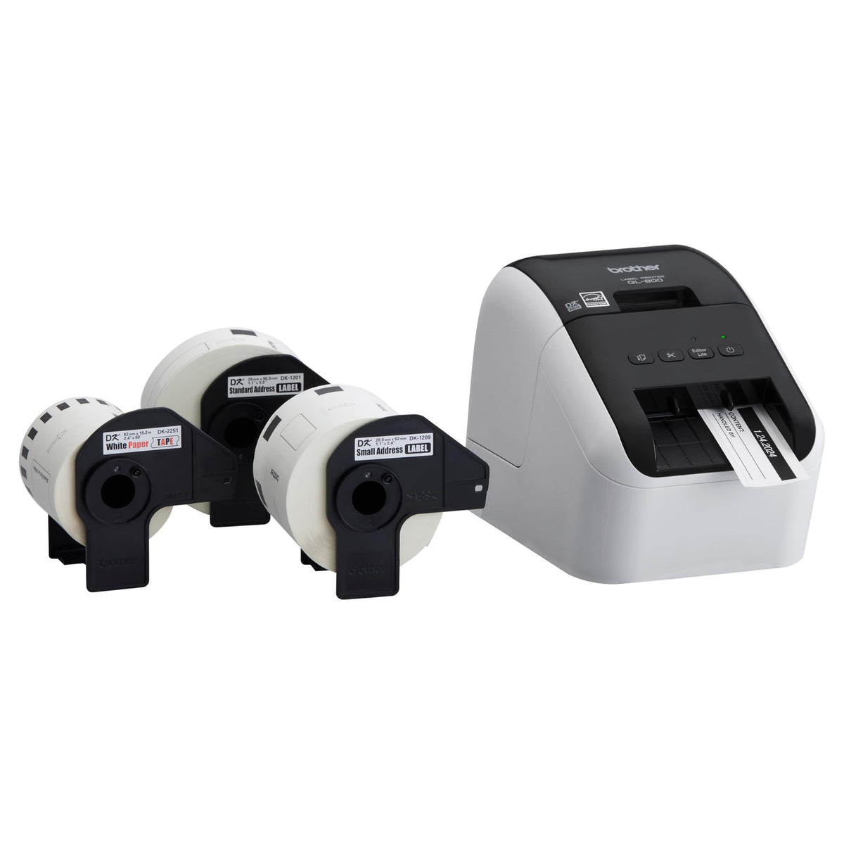 Brother QL-800 High-Speed Professional Printer, Plug & Label, DK Pre-Sized, Multi-System Compatible, Black & Red, USB Cable Included