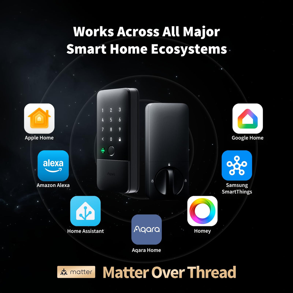Aqara UWB Smart Lock U400, Apple Home Key, Fingerprint Deadbolt, Black