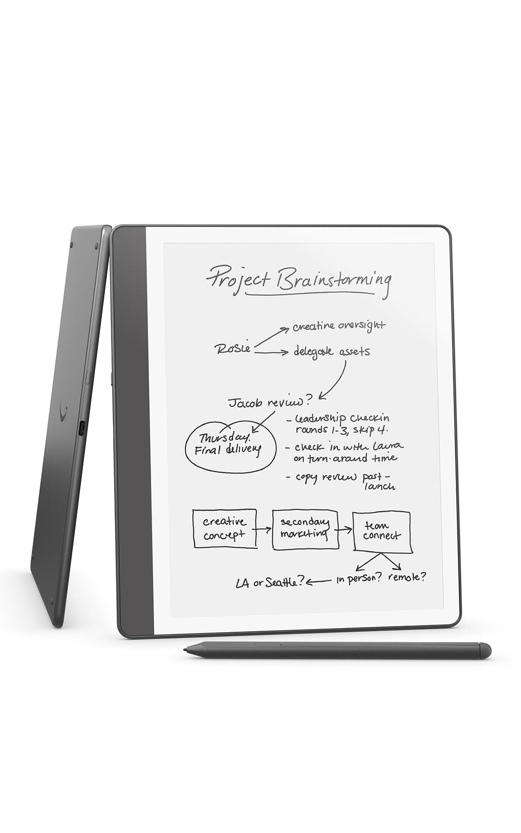 Amazon Kindle Scribe (16GB) - Your notes, documents and books, all in one place. With built-in AI notebook summarization. Includes Premium Pen - Tungsten