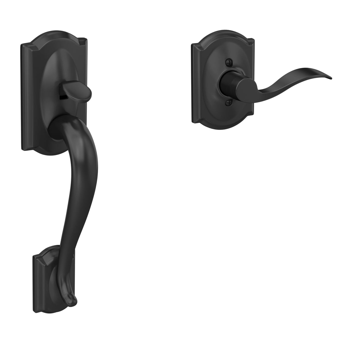 SCHLAGE Camelot Entry Handleset, Right Hand Accent Lever, Aged Bronze