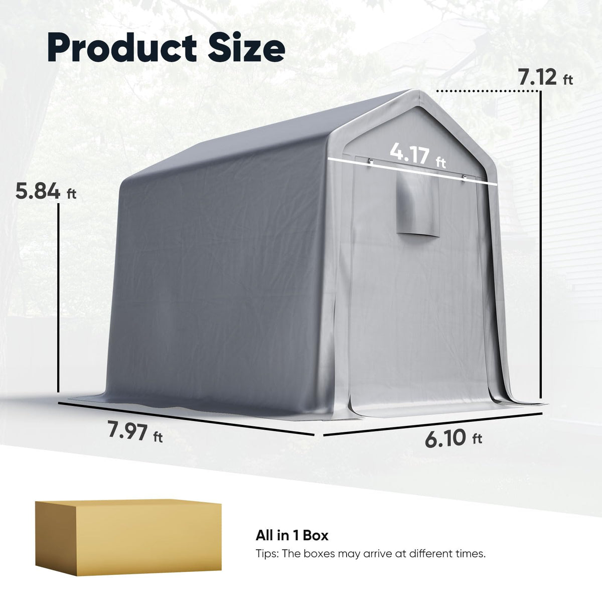 Quictent 6x8FT Small Storage Shelter Portable Shed With Roll-up Door&Vents
