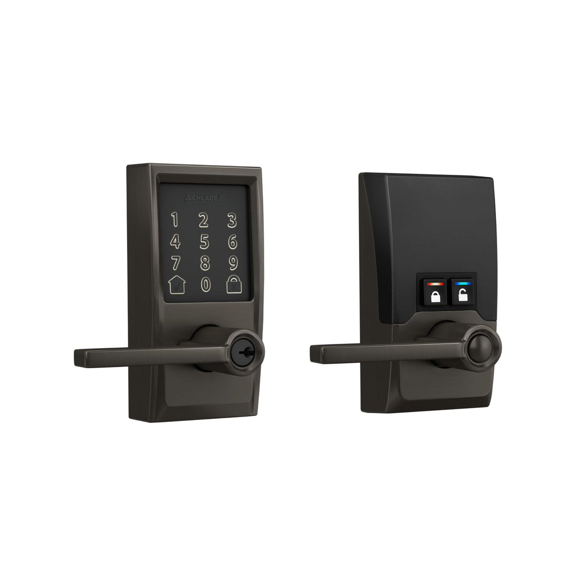 Schlage Encode Smart WiFi Lock, Lever Handle, Century Trim, Matte Black