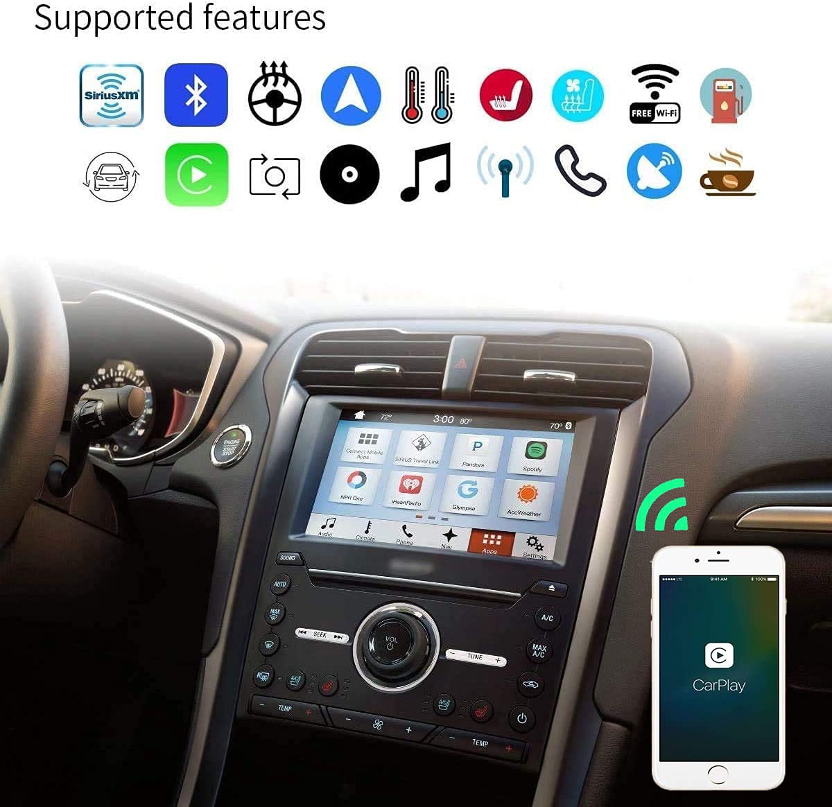 SYNC 2 to SYNC 3 Upgrade Kits for Edge, Wireless Carplay SYNC 3.4 Interface Module 8-Inch Capacitive Touch Screen APIM Module, GPS Navigation