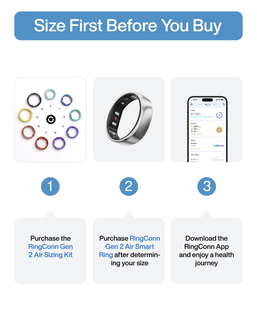 RingConn Gen 2 Air Ultra-Thin Smart Ring(Size 10, Galaxy Sliver)