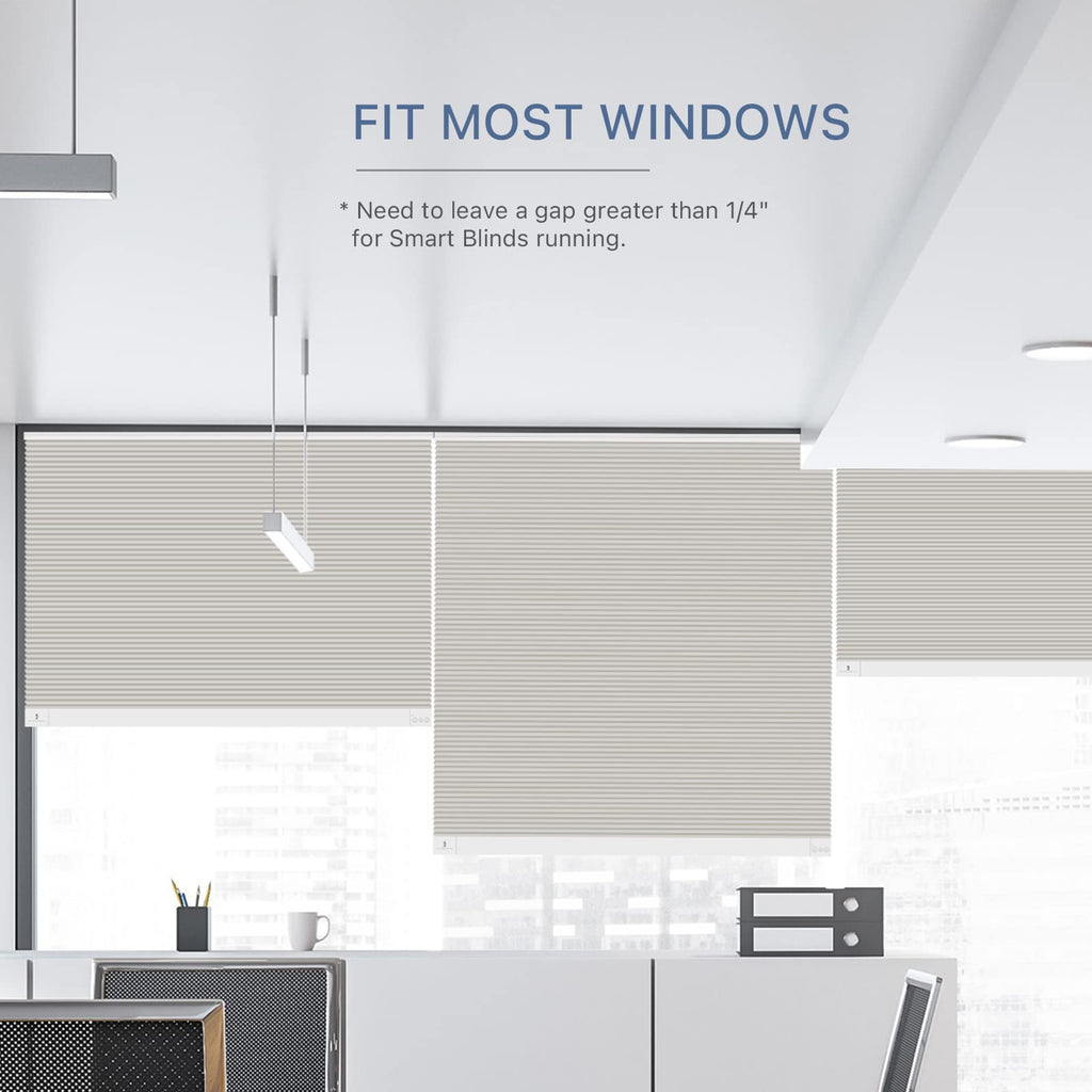 THIRDREALITY ZigBee Smart Blind, Motorized Blackout Window Shades with Remote, Cordless Honeycomb Blinds, Automatic Height Setting, AA Batteries Powered, 20" W x 72" H Beige/White