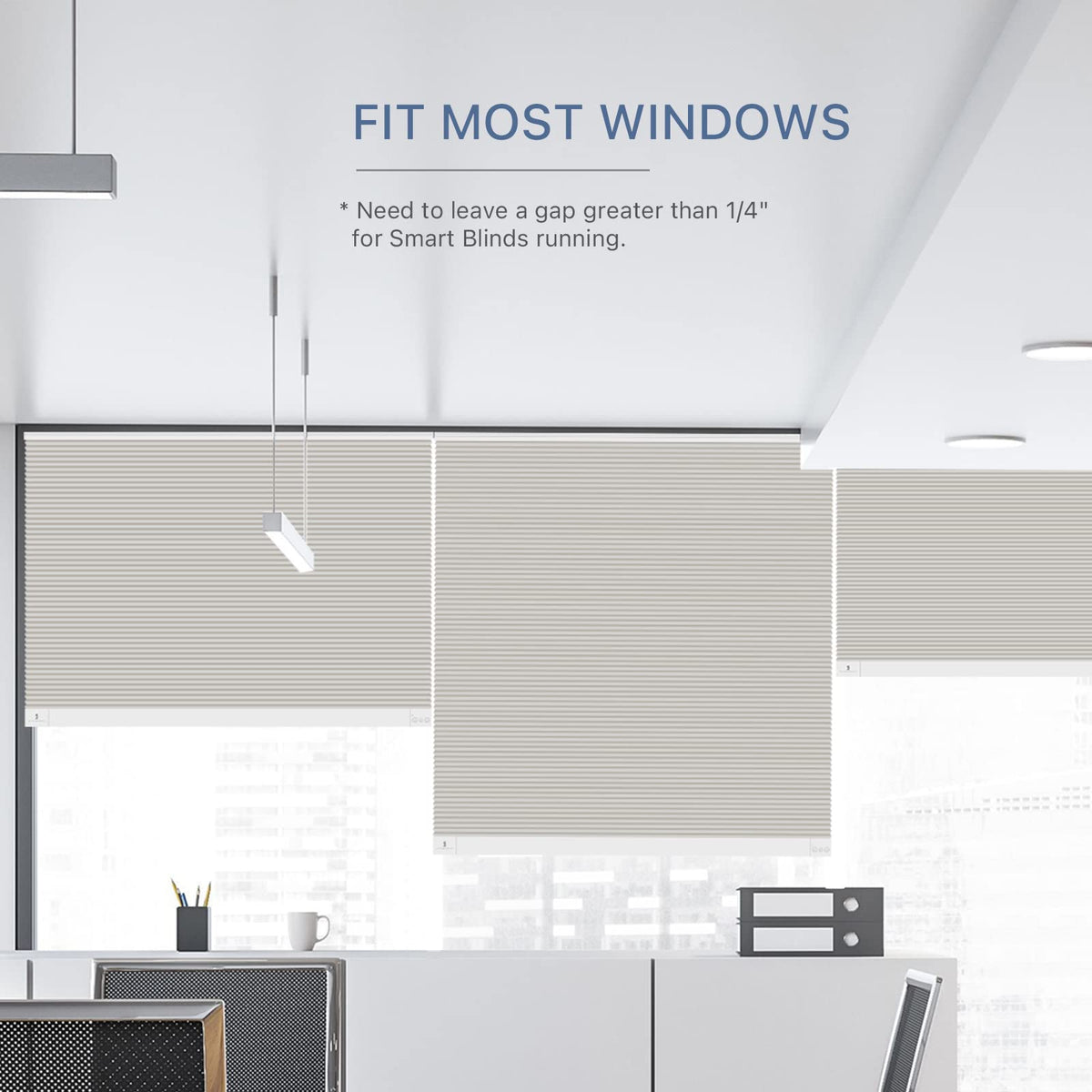 THIRDREALITY ZigBee Smart Blind, Motorized Blackout Window Shades with Remote, Cordless Honeycomb Blinds, Automatic Height Setting, AA Batteries Powered, 20" W x 72" H Beige/White