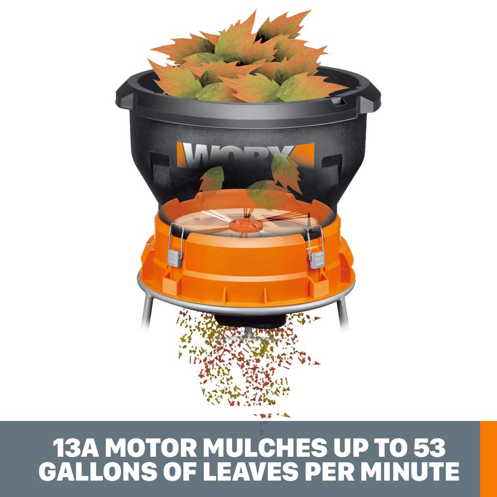 WORX 13 Amp Electric Leaf Mulcher for Yard Leaf & Waste Shredding, WG430