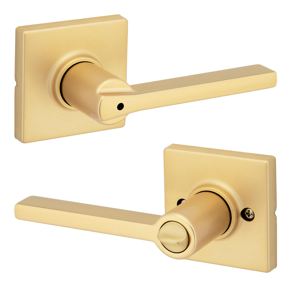 Kwikset Casey Entry Door Handle with Lock and Key, Secure Keyed Reversible Lever Exterior, for Front Entrance and Bedrooms, Matte Black, 4 Pack, Pick Resistant SmartKey Rekey Security and Microban