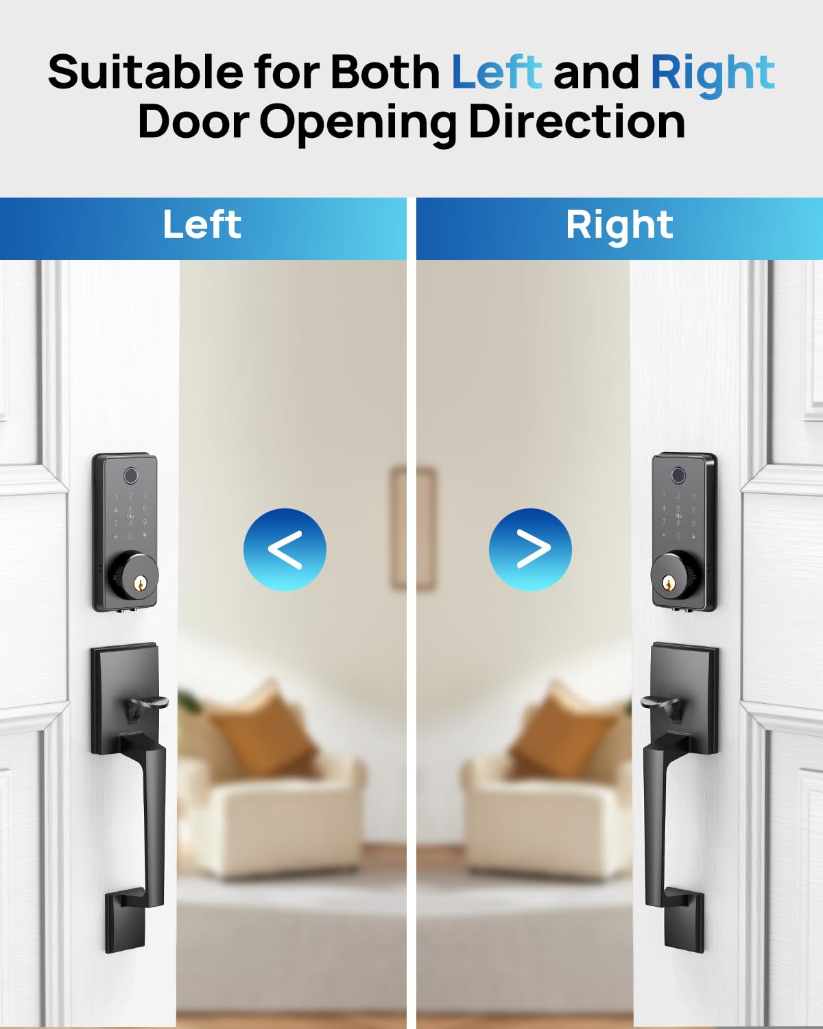 BlackSmith WiFi Smart Door Locks for Front Door Set 0.1s Unlock Keyless Entry Door Lock with Front Door Handle, APP Remote Control, Easy Installation for Hotels, Vacation Rental Homes, Property