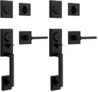 Kwikset Peralta Front Door Lock Handle and Deadbolt Set, Entry Handleset Exterior with Interior Reversible Lever, Matte Black, Pick Resistant SmartKey Rekey Deadbolt Security