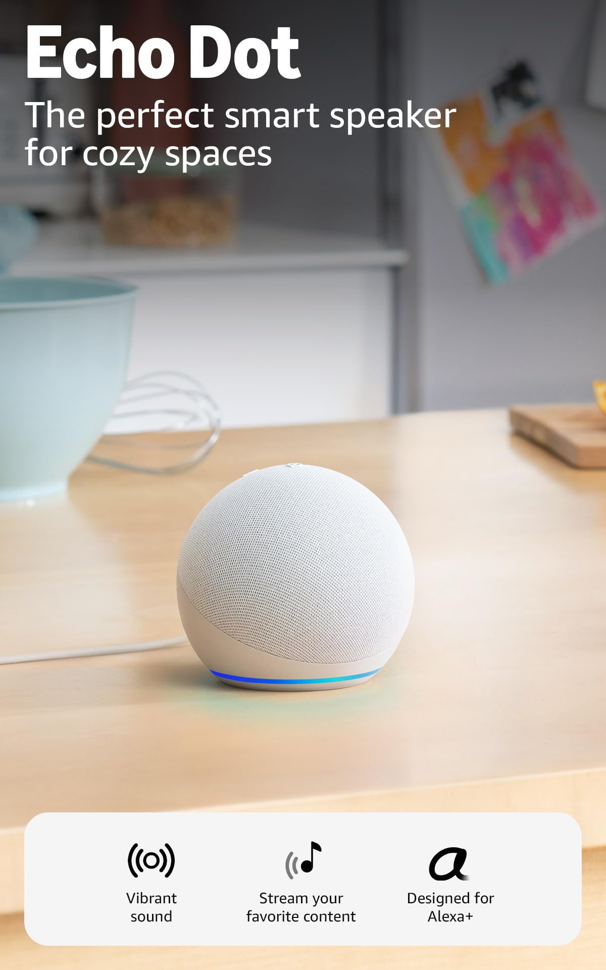 Amazon Echo Dot - Vibrant sounding speaker, Designed for Alexa+, Great for bedrooms, dining rooms and offices, Glacier White (Pack of 2)