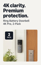 Ring Battery Doorbell 4K Pro (newest model), Retinal 4K with wide-angle video, up to 10x Enhanced Zoom, Night Vision, and Quick Release Ultra Battery Pack, Deep Silver