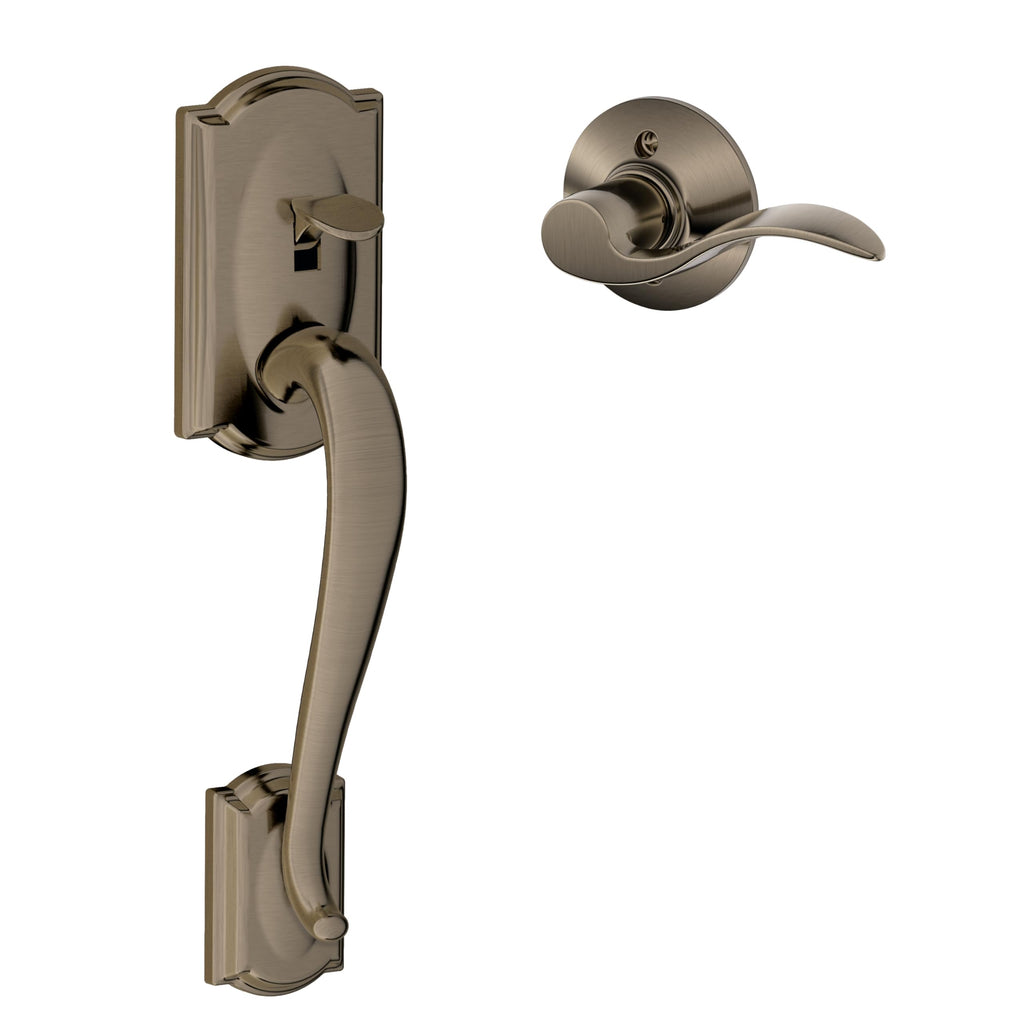SCHLAGE Camelot Entry Handleset, Right Hand Accent Lever, Aged Bronze