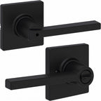Kwikset Casey Entry Door Handle with Lock and Key, Secure Keyed Reversible Lever Exterior, for Front Entrance and Bedrooms, Matte Black, 4 Pack, Pick Resistant SmartKey Rekey Security and Microban