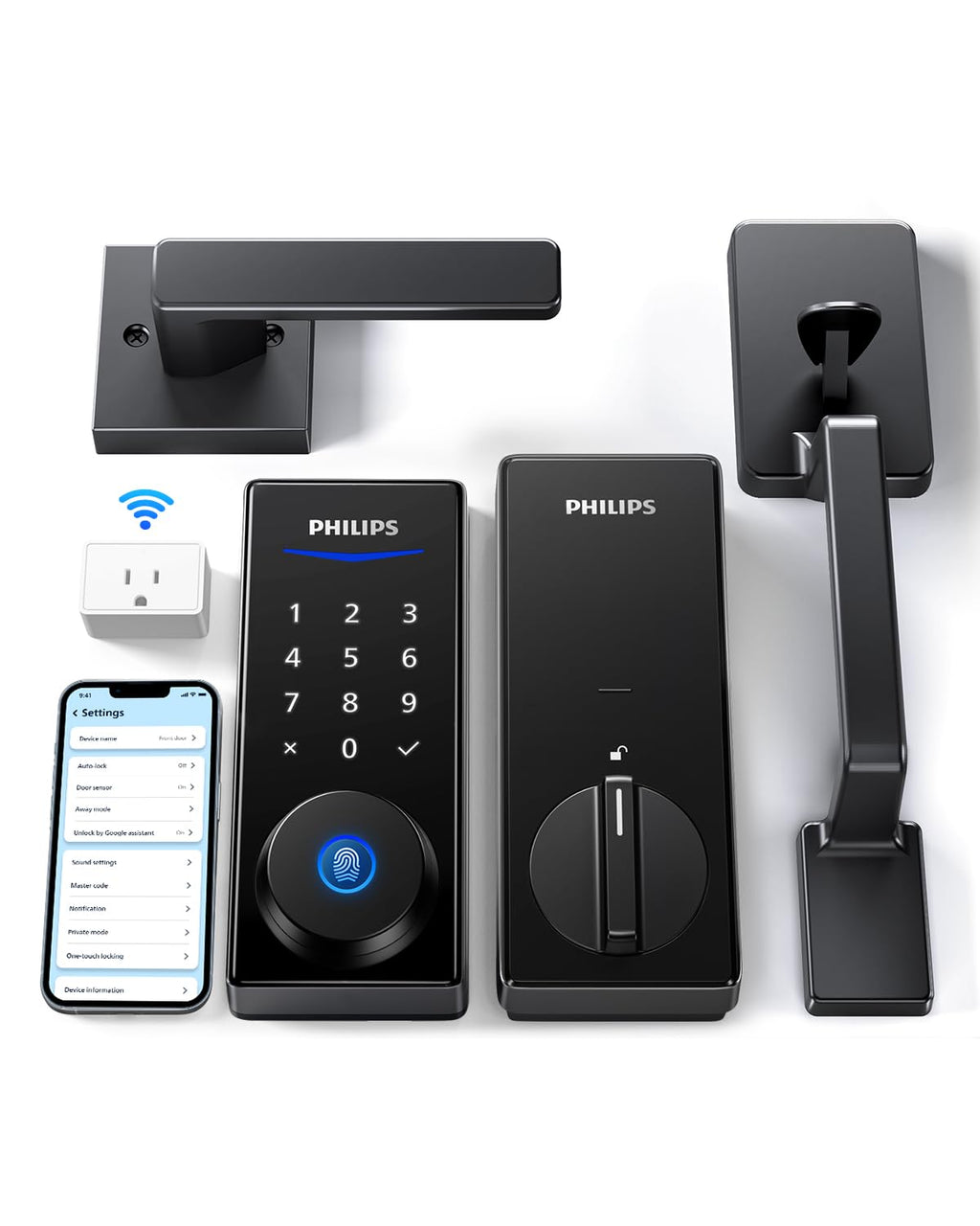 Philips Wi-Fi Smart Deadbolt with 2 Handles, Front Lock Set with Gateway
