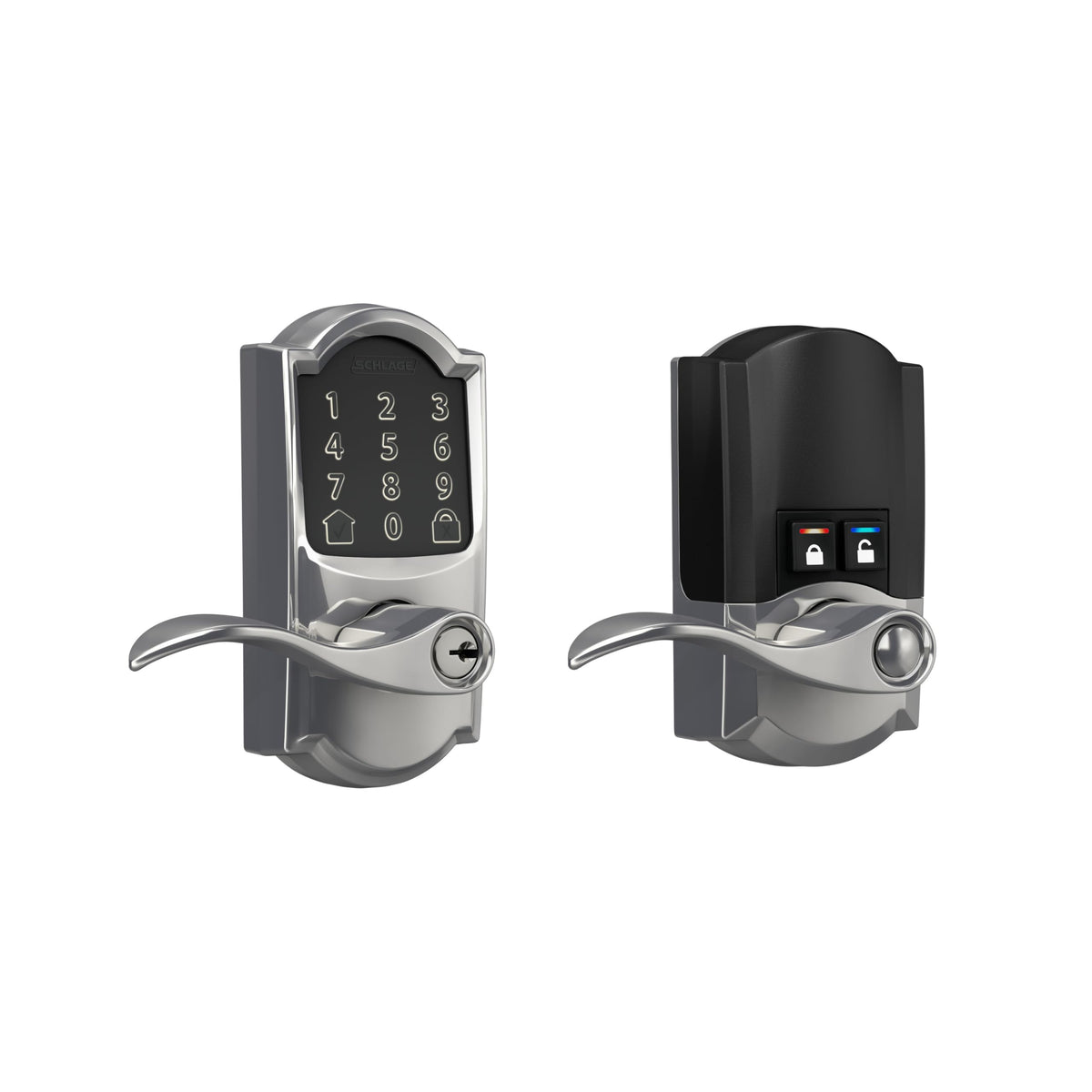 Schlage Encode Smart WiFi Lock, Lever Handle, Camelot Trim, Satin Nickel